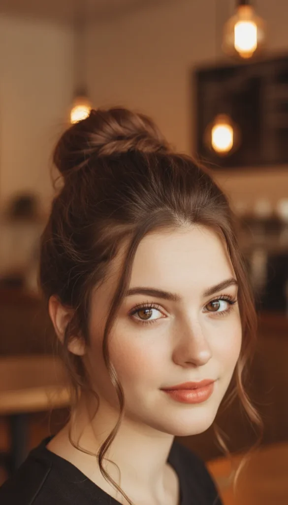 Messy Bun With Baby Braids Pulled From the Sides