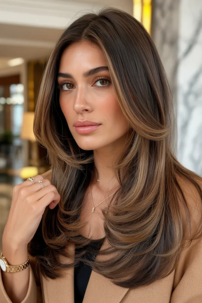 Modern Layered Haircut With Expensive Brunette Color