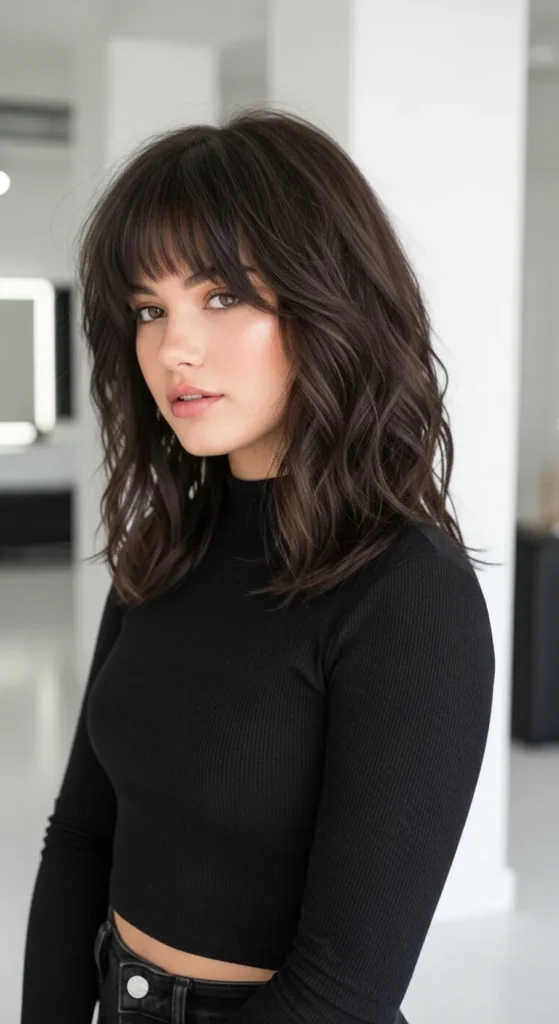 Modern Wavy Wolf Cut with Textured Fringe