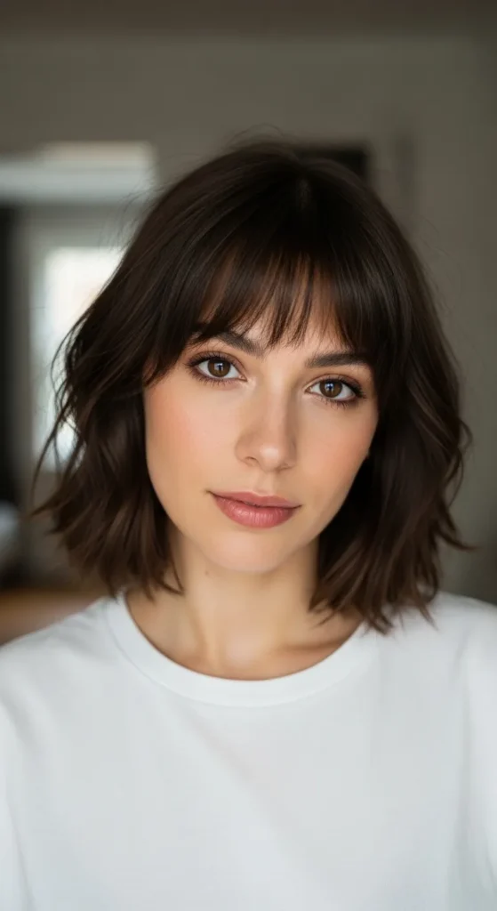 Natural Short Wolf Cut with Curtain Bangs for Everyday Wear