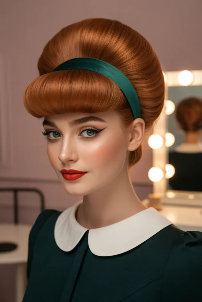 Retro Bouffant Birthday Hairstyle With Vintage Headband