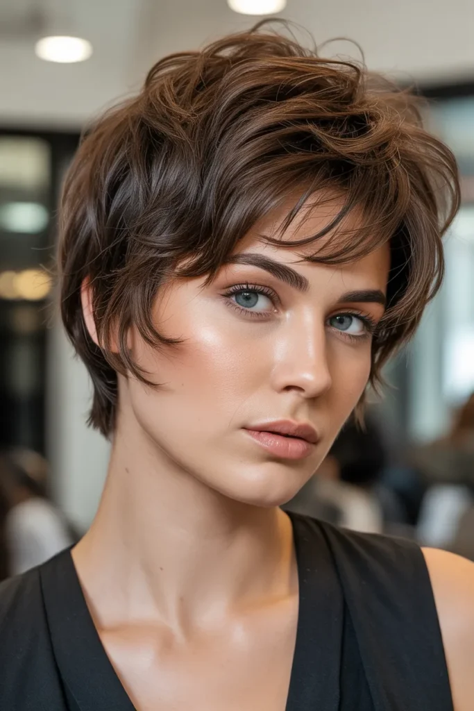 Shaggy Bixie Cut with Textured Crown