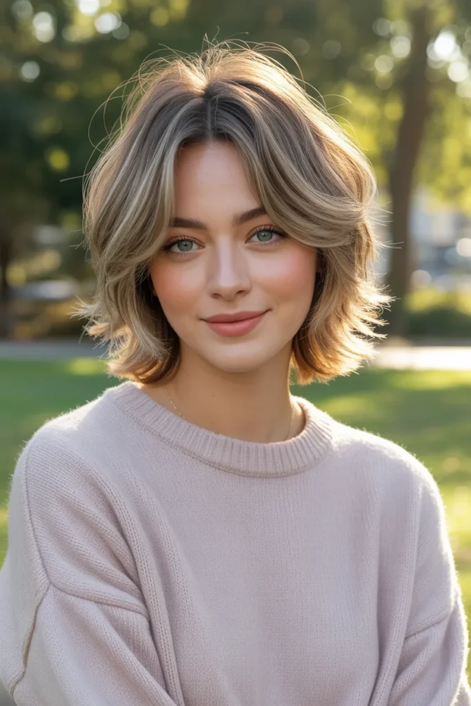 Shaggy Lob With Layers for Fine Hair