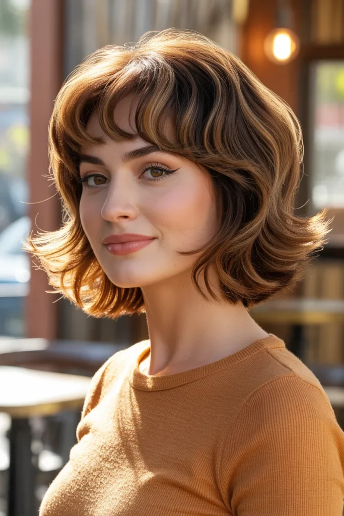 Shaggy Lob With Side-Swept Bangs for a Retro Feel