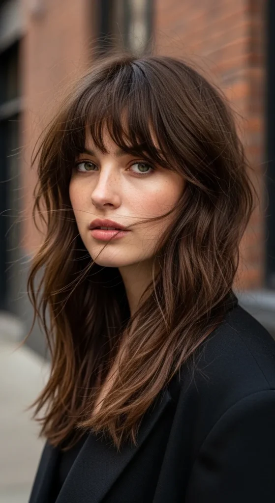 Shaggy Long Wolf Cut with Airy Curtain Bangs