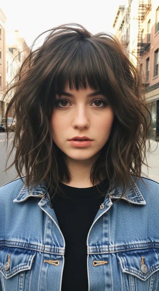 Shaggy Wavy Wolf Cut with Micro Bangs