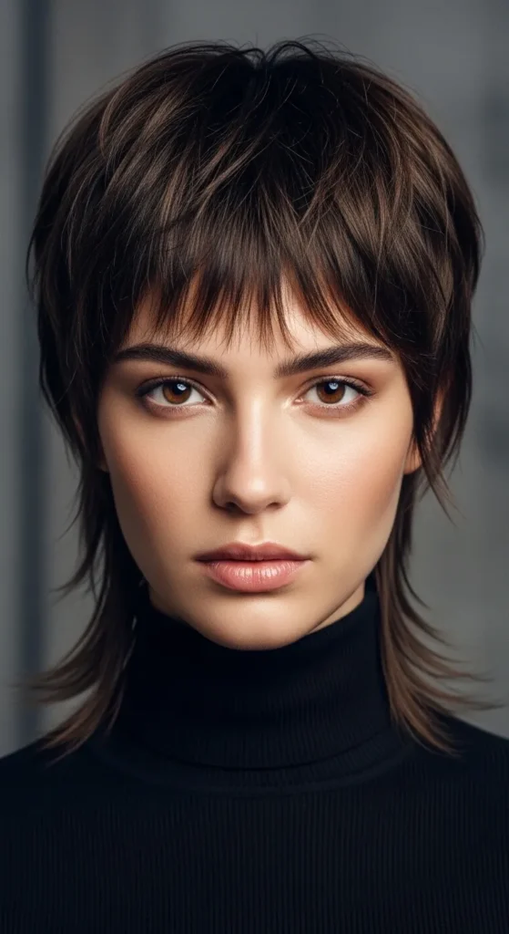 Short Wolf Cut with Curtain Bangs and Edgy Razor Layers