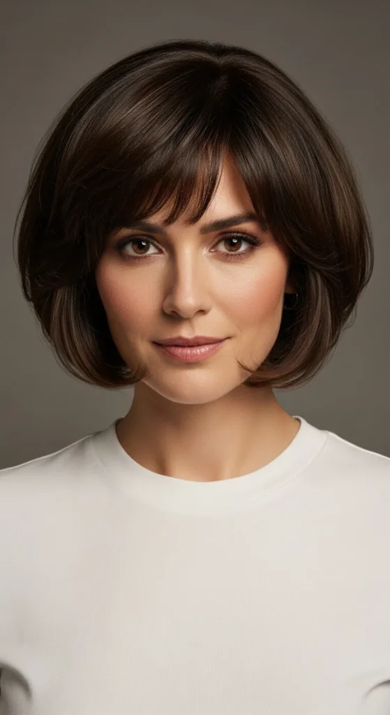 Short Wolf Cut with Curtain Bangs and Rounded Shape