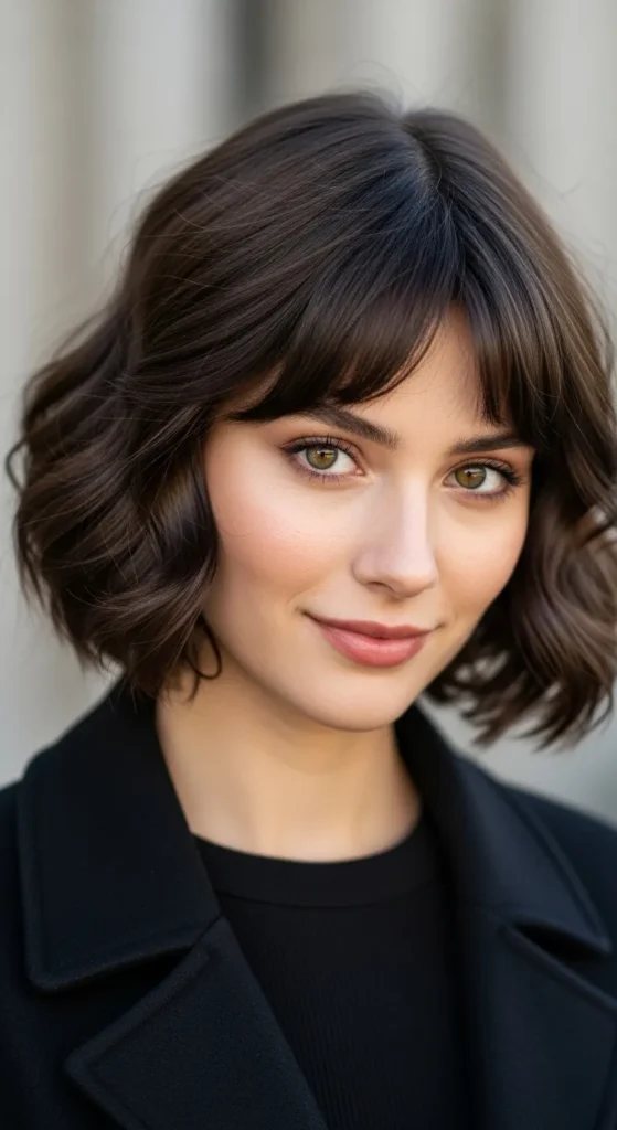 Short Wolf Cut with Curtain Bangs and Soft Waves
