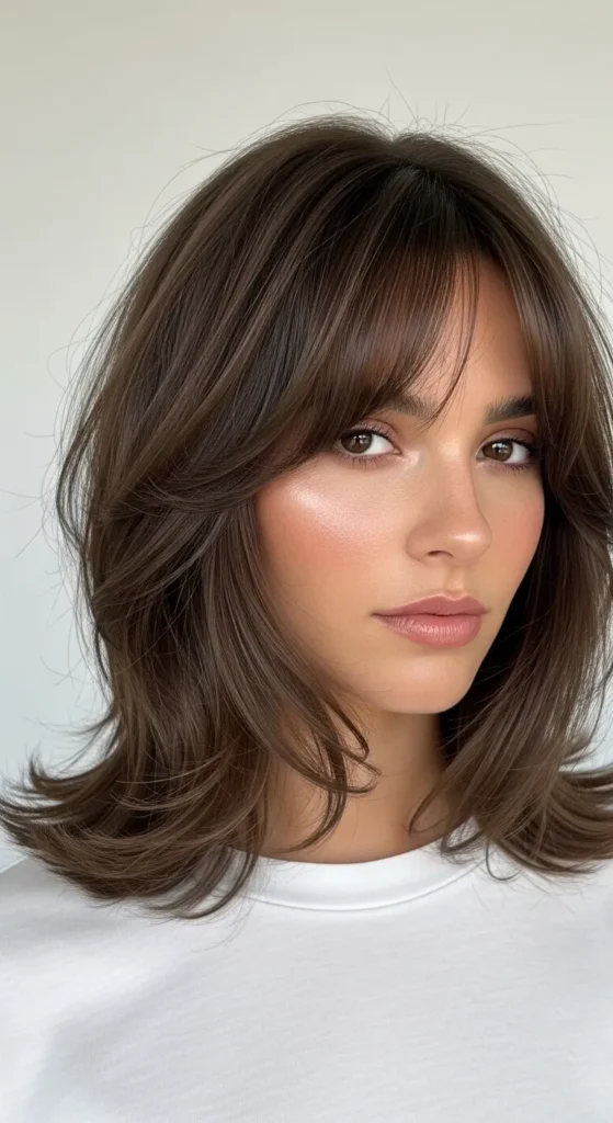 Shoulder-Length Wolf Cut with Curtain Bangs