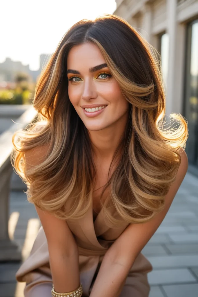 Show-Stopping Layered Haircut With Balayage Ombre