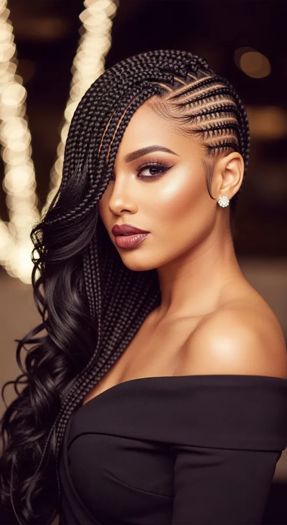 Side-Swept Fulani Braids