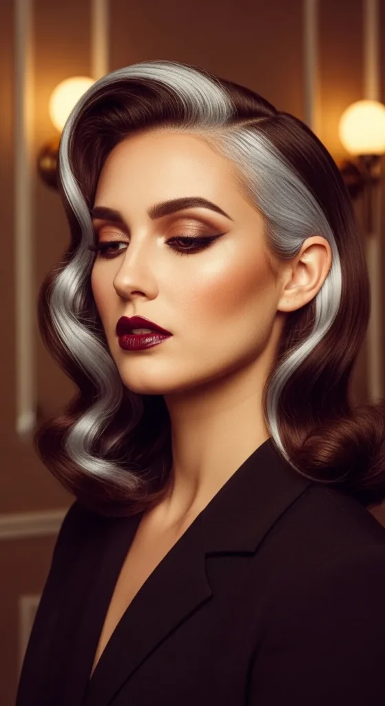 Silver Highlights Paired with a Deep Side Part