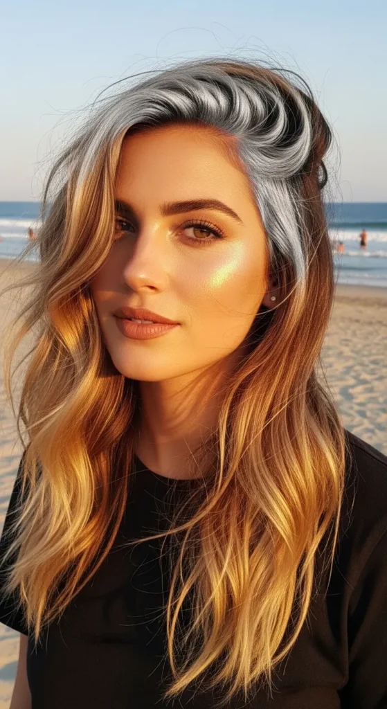 Silver Highlights on Balayage Hair