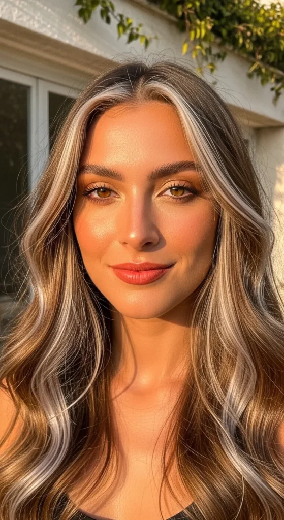 Silver Highlights on Caramel Hair