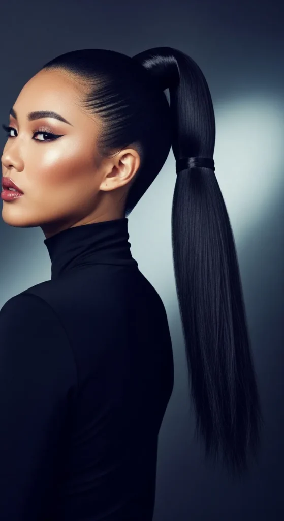 Sleek Korean High Ponytail with Straight Finish