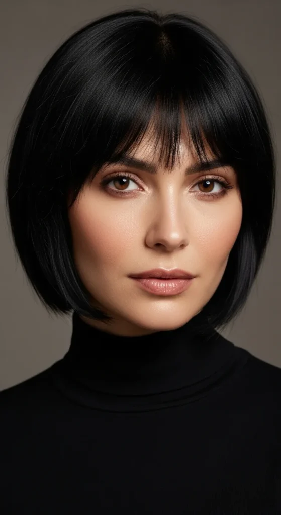 Sleek Short Wolf Cut with Curtain Bangs