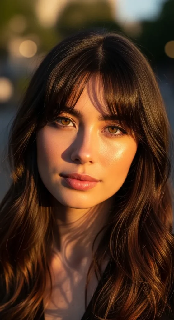 Soft Layered Long Wolf Cut with Wispy Curtain Bangs