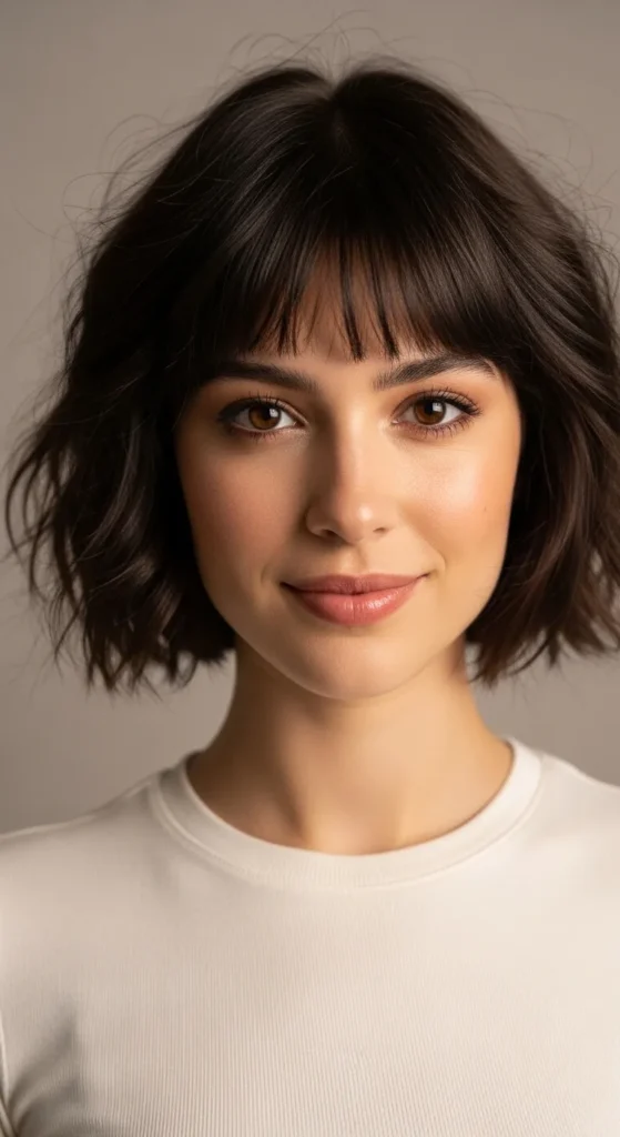 Soft Layered Short Wolf Cut with Curtain Bangs