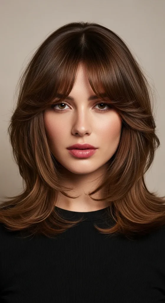 Soft Layered Wolf Cut with Curtain Bangs