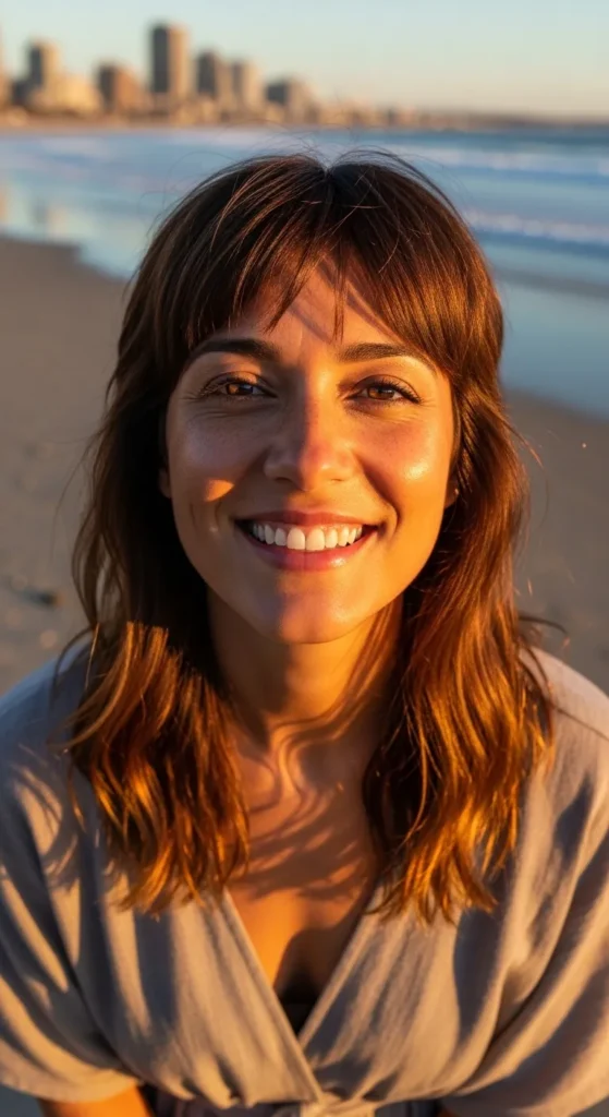Soft Mullet with Feathered Ends and Honey Brown Base
