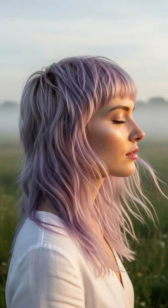 Soft Mullet with Lavender Tint and Feathered Layers
