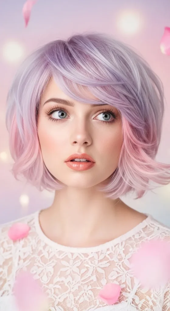 Soft Pastel Butterfly Cut Short Hair