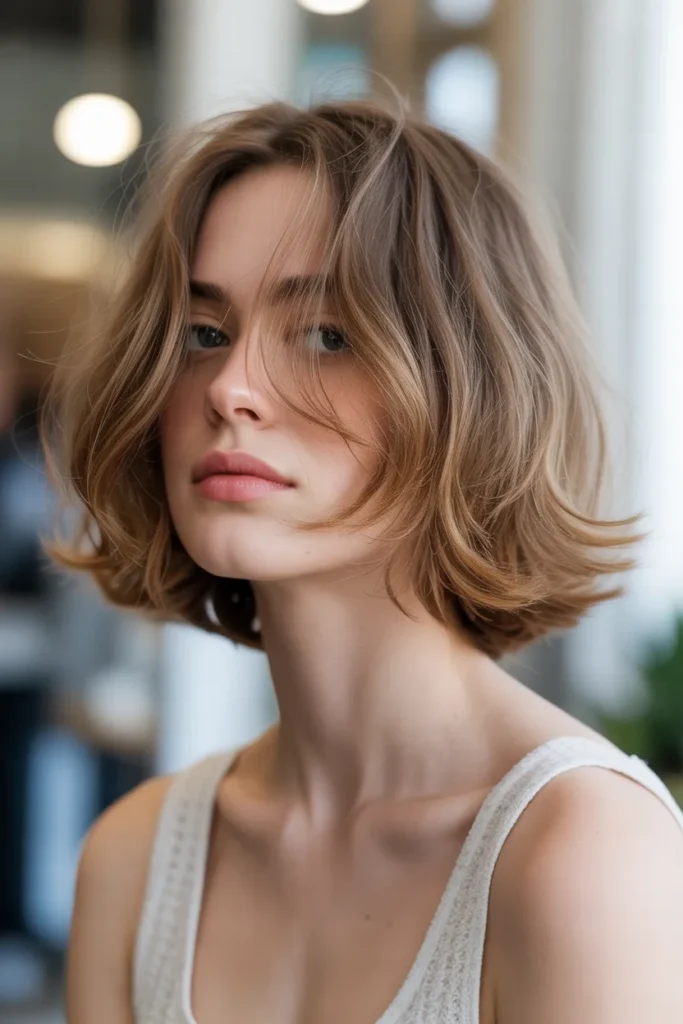 Soft Shaggy Lob for Fine Hair