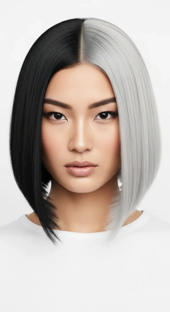 Split-Color Gemini Bob Cut