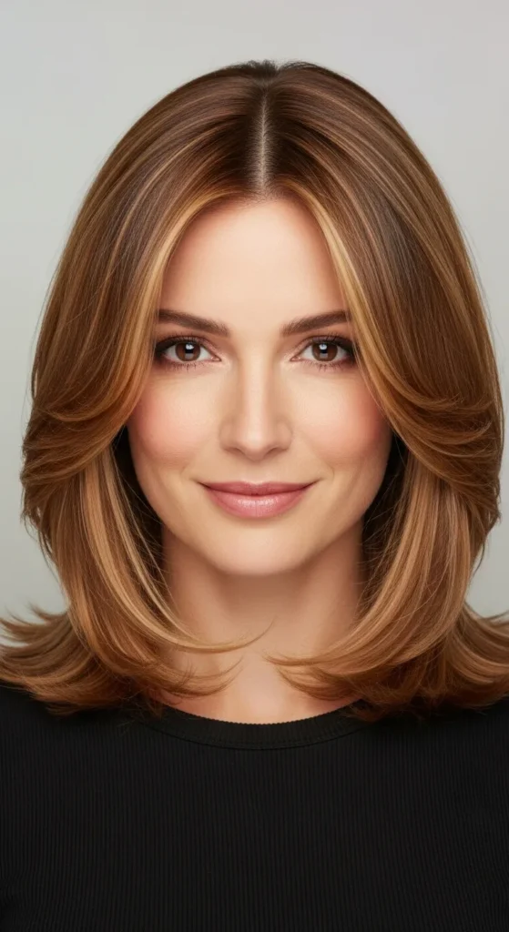 Subtle Caramel Highlights for Fine Hair