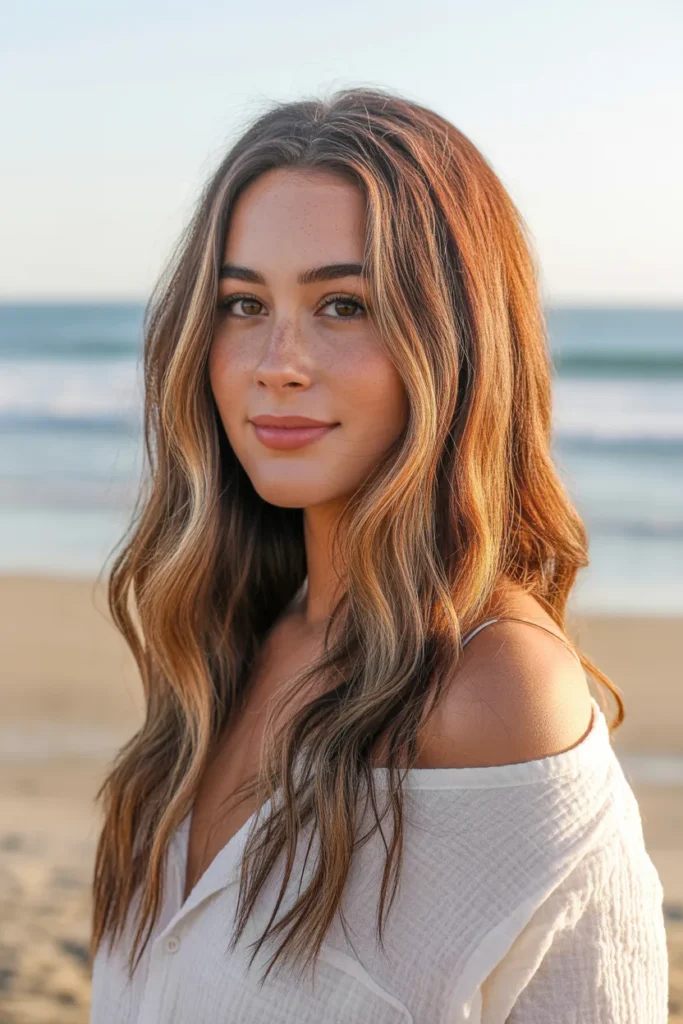 Sun-Kissed California Brunette With Beachy Waves