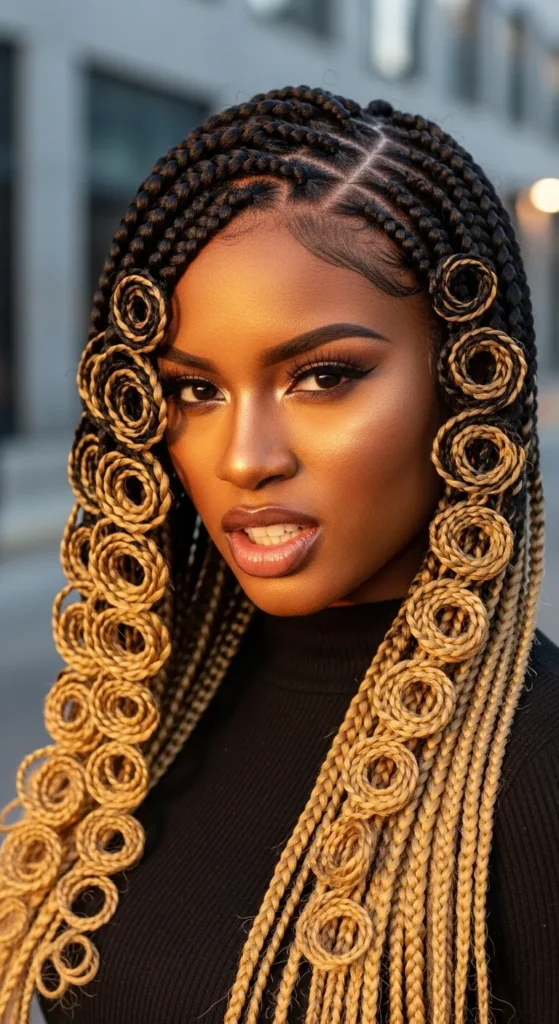 Swirl Cornrows With Ombre Color Fade