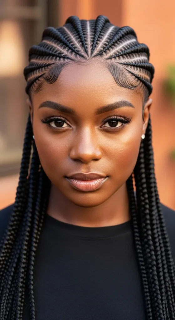 Swirl Cornrows With Tribal Zigzag Parting