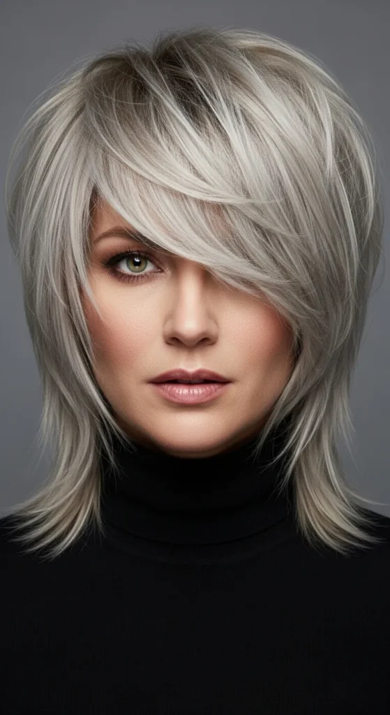 Textured Fringe Soft Mullet for Fine Hair