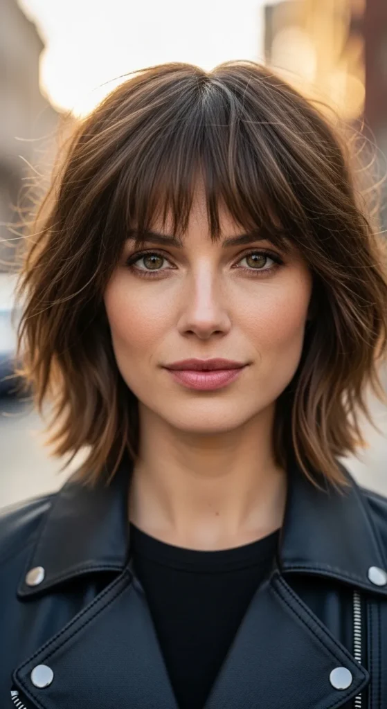 Textured Short Wolf Cut with Wispy Curtain Bangs