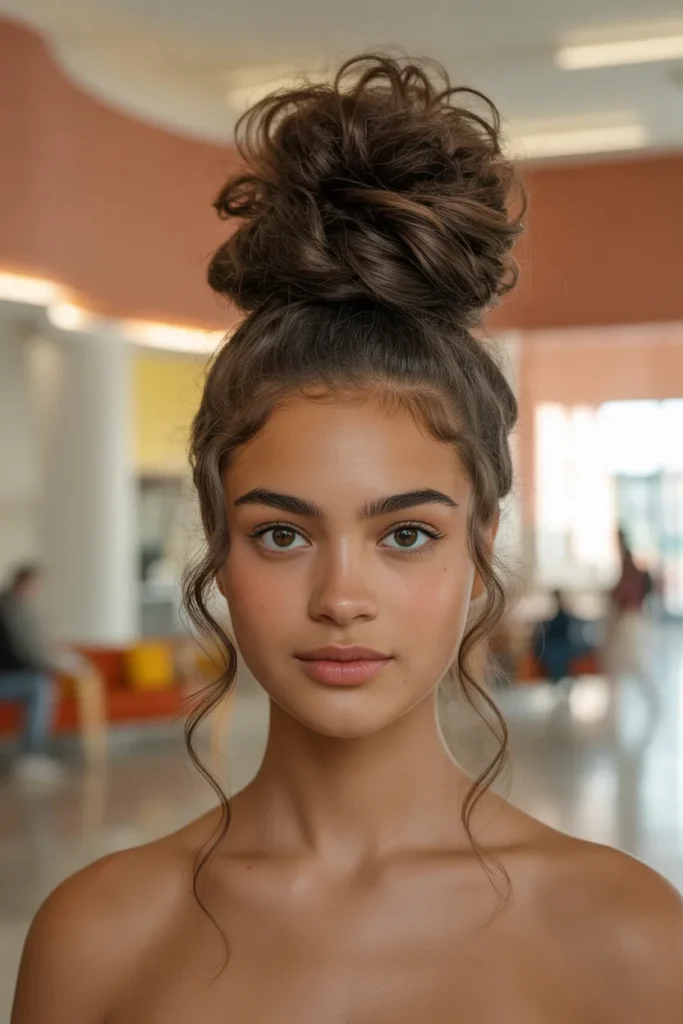 Textured Top Knot With Loose Face Tendrils
