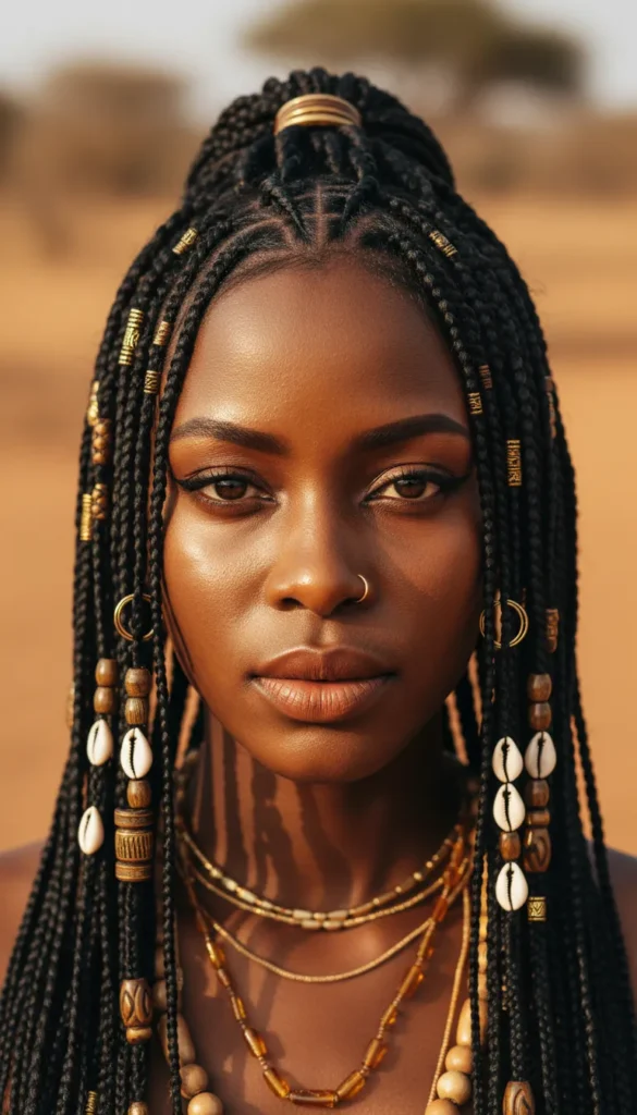 Tribal Braids With Baby Braids and Mixed Textures