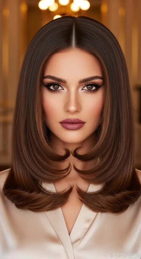 Voluminous Blowout With Middle Part For Oval Shaped Face
