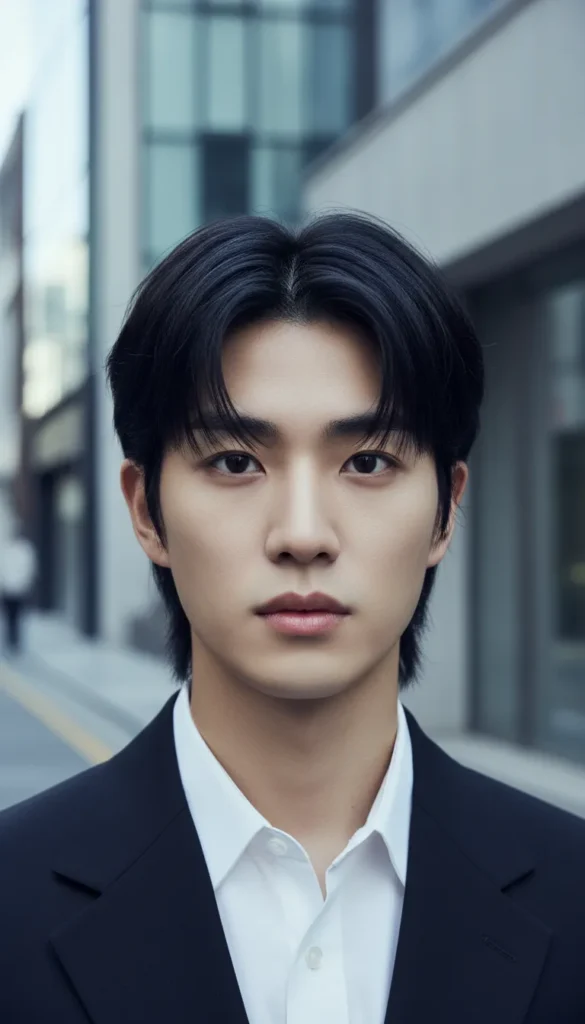 Wolf Cut Men with Asian Straight Hair and Modern Finish