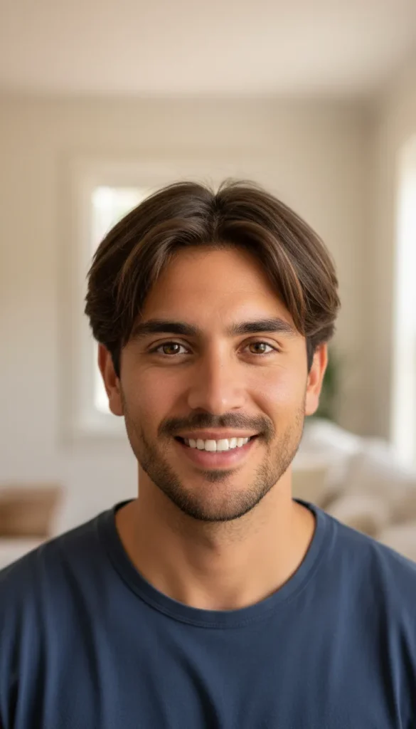 Wolf Cut Men with Natural Brown and Effortless Styling