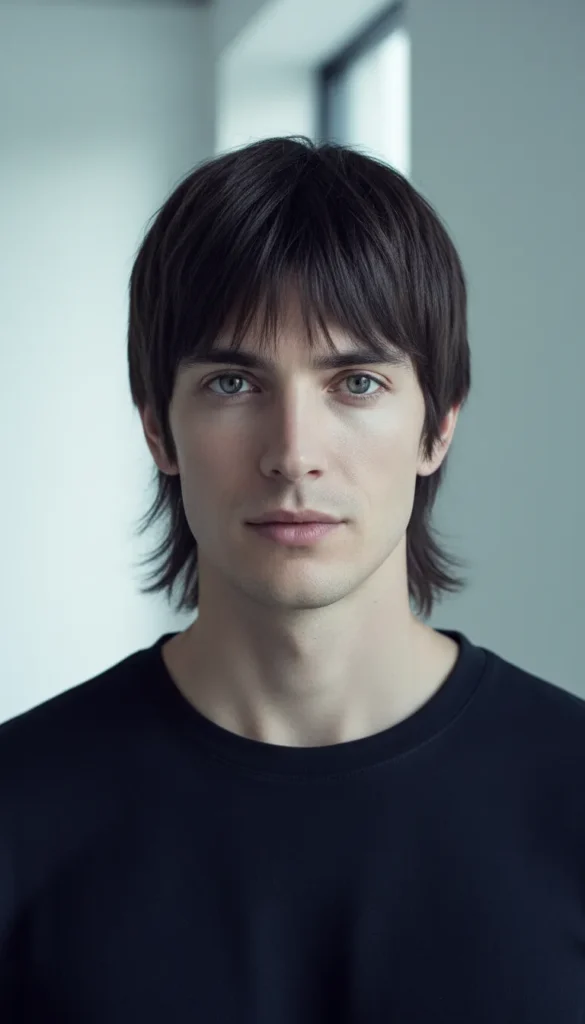 Wolf Cut Men with Straight Hair and Clean Texture