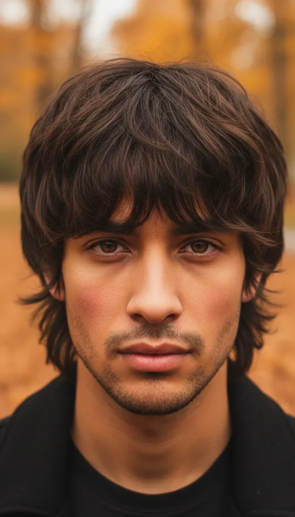 Wolf Cut Men with Textured Fringe and Mid-Length Layers