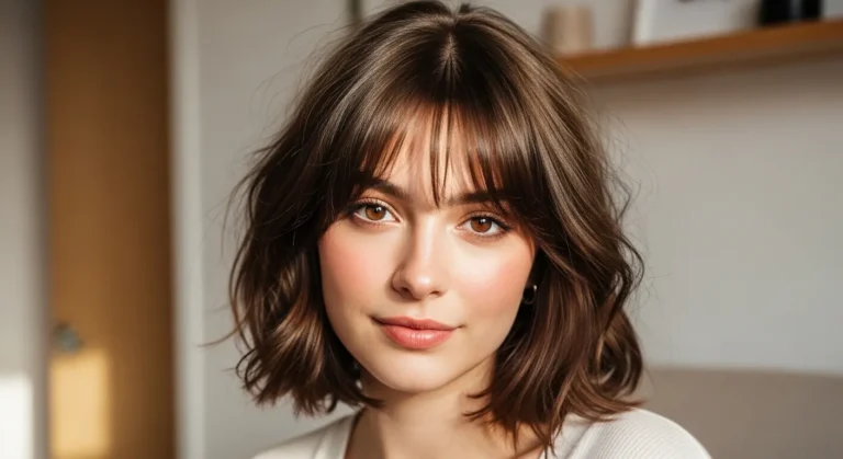 short wolf cut with curtain bangs