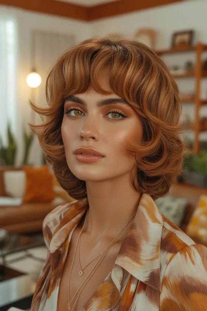 70s Retro-Inspired Medium Shag Haircut With Flipped Ends
