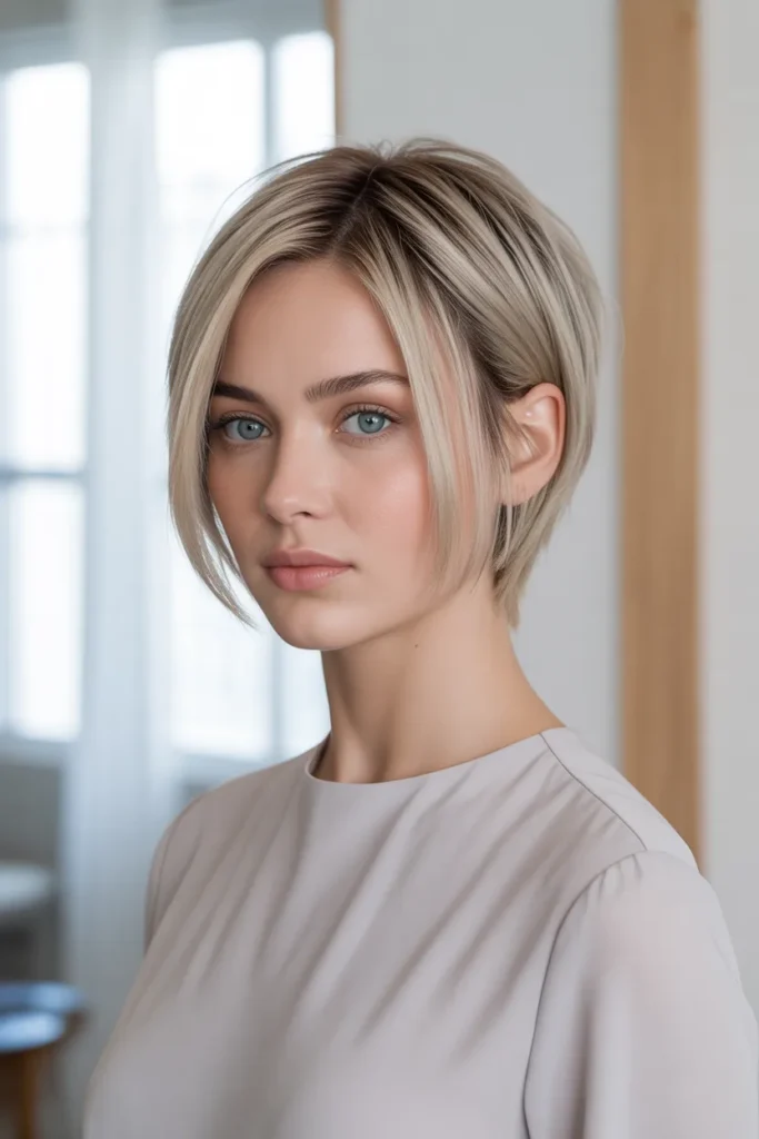 Ash Blonde Long Pixie Bob With Textured Crown