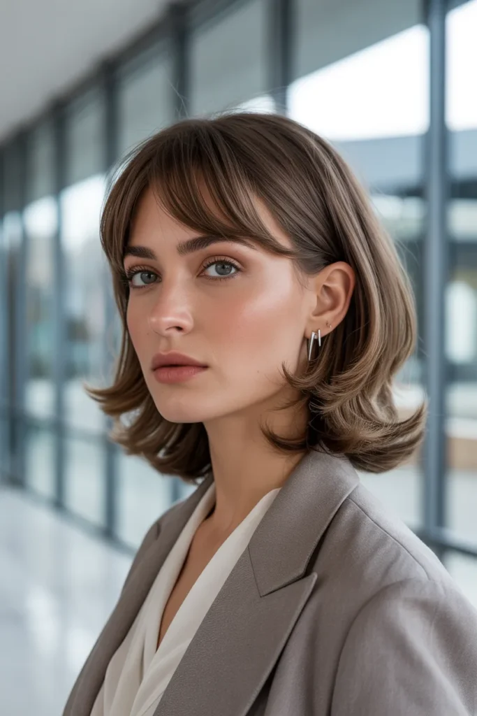 Ash Brown Medium Shag Haircut With Cool Undertones