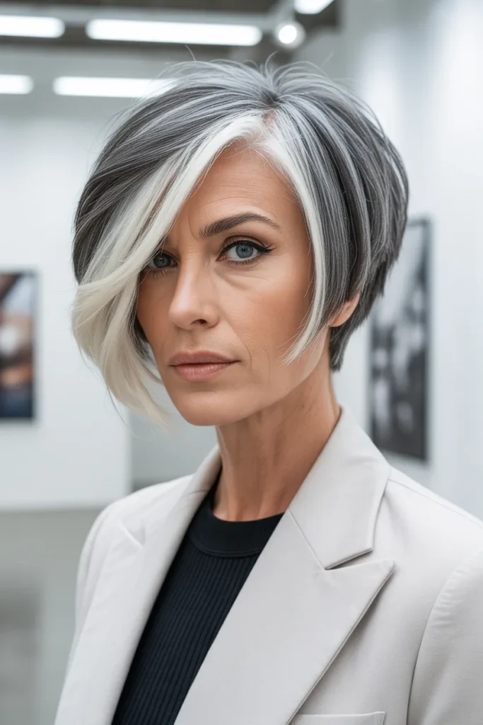 Asymmetrical Bob Haircut Adding Modern Edge After 60