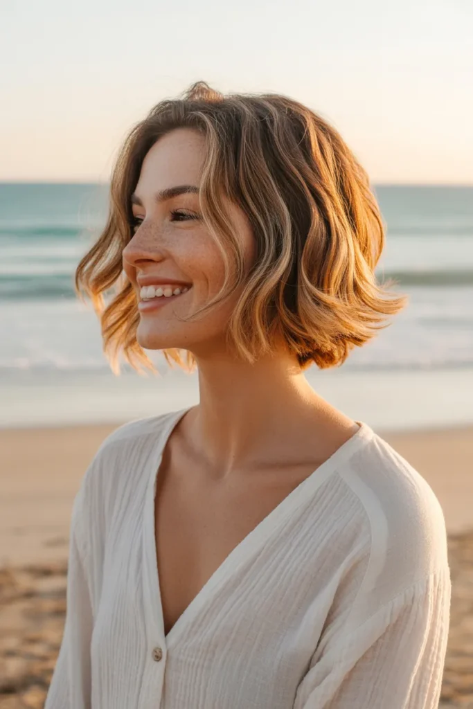 Beachy Undercut Bob With Sun-Kissed Highlights