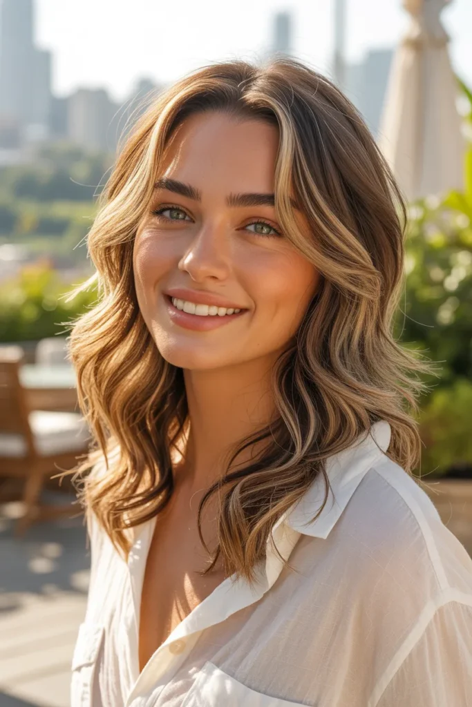 Blonde Highlights Long Shag for a Sun-Kissed Glow