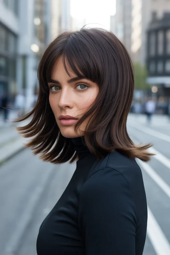 Bold Brunette Long Shag With Chunky Face-Framing Layers